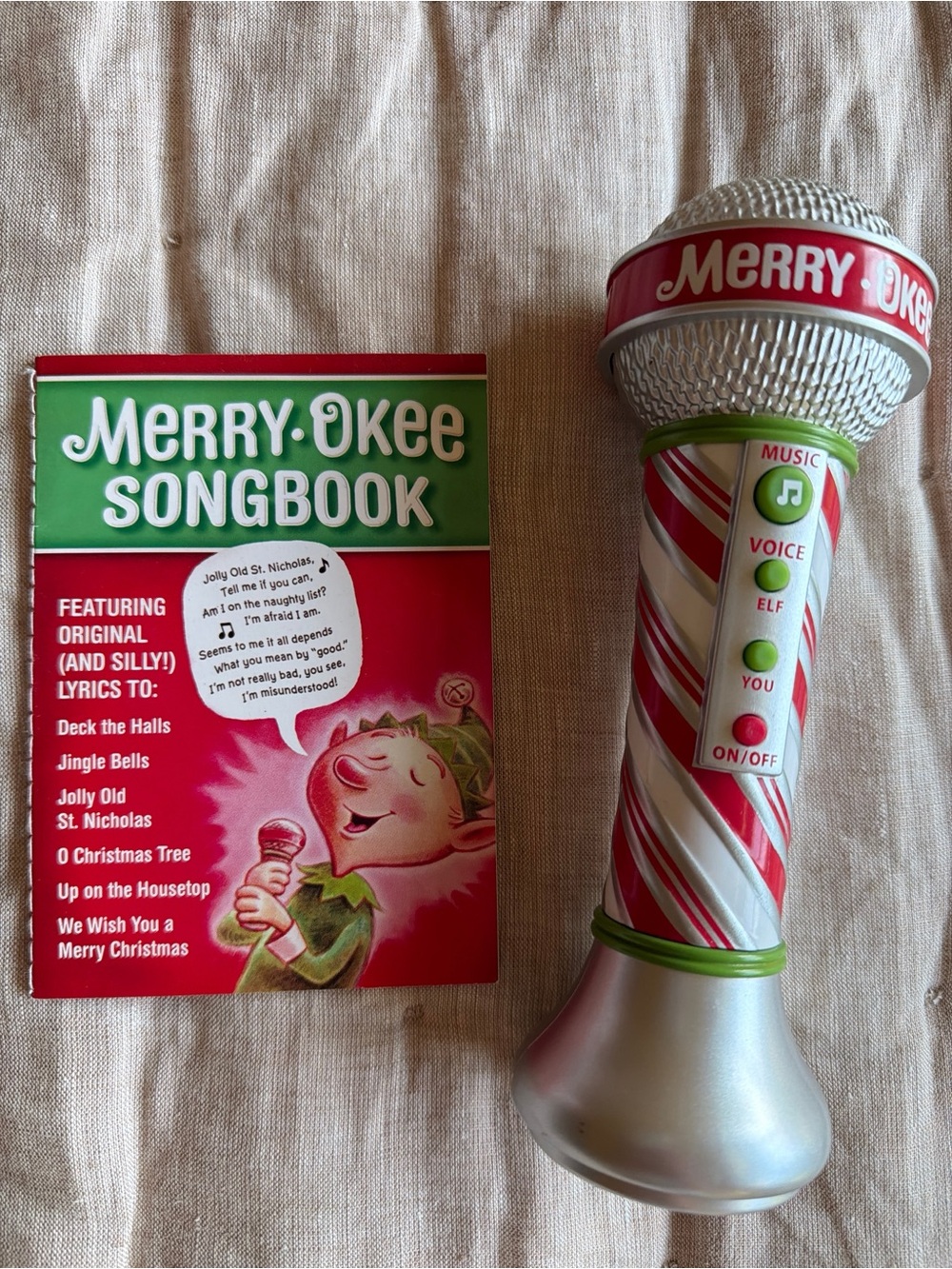 Hallmark Merry-Okee Singing Microphone in Silver, Red and Green